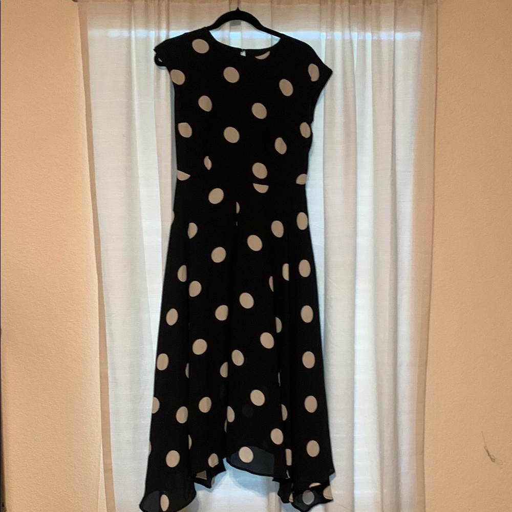 Who What Wear Black and White A-line Dress with Cap Sleeves
